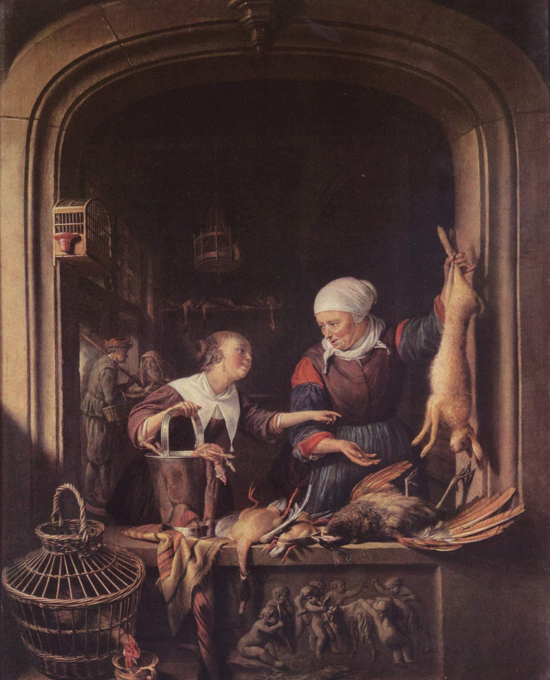 A Poulterer's Shop by Gerrit Dou — Oil Painting Reproduction