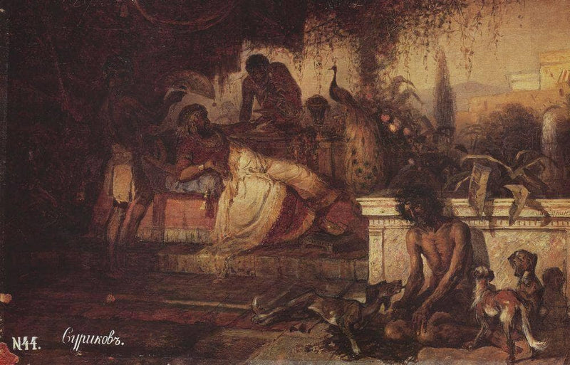 A rich man and Lazarus by Vasily Surikov — Oil Painting Reproduction