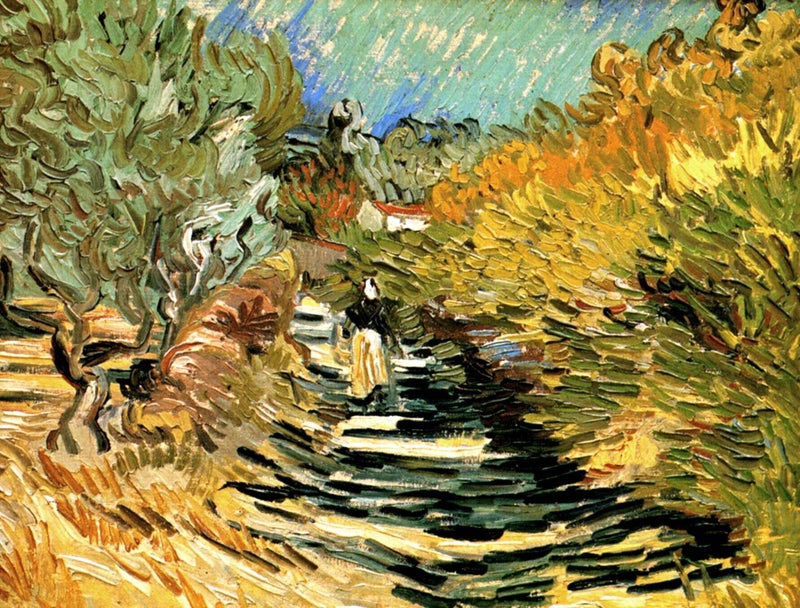 A Road in St. Remy with Female Figures by Vincent van Gogh — Oil Painting Reproduction