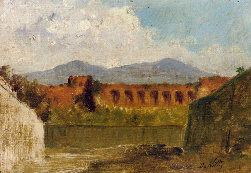 A Roman Aqueduct by Giuseppe de Nittis — Oil Painting Reproduction