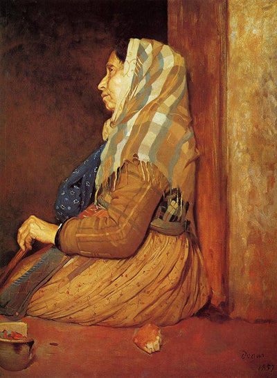 A Roman Beggar Woman in hallway