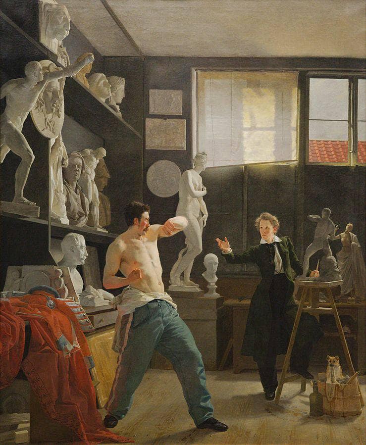 A Sculptor in his Studio Working from Life by Wilhelm Bendz — Oil Painting Reproduction