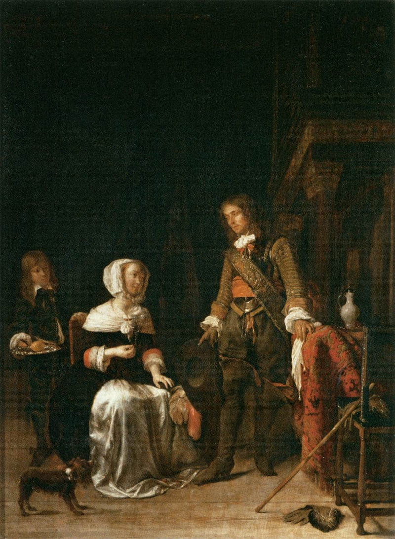 A Soldier Visiting a Young Lady by Gabriel Metsu — Oil Painting Reproduction