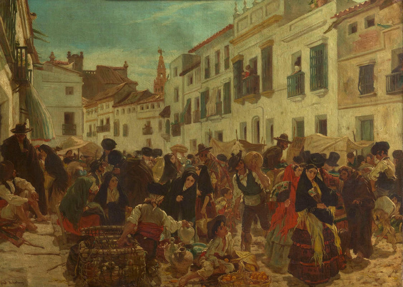 A Spanish market place by Alfred Dehodencq — Oil Painting Reproduction