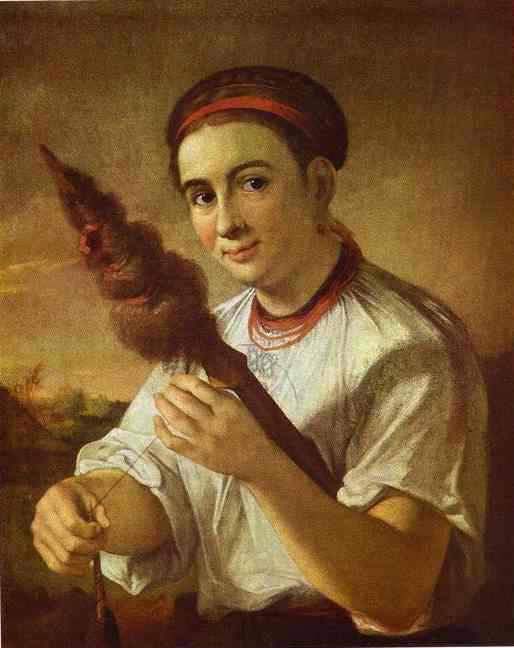A Spinner by Vasily Tropinin — Oil Painting Reproduction