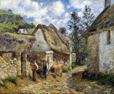 A Street in Auvers (Thatched Cottage and Cow) in living room