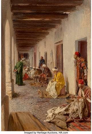 A street in Biskra, Algeria by Gustavo Simoni — Oil Painting Reproduction