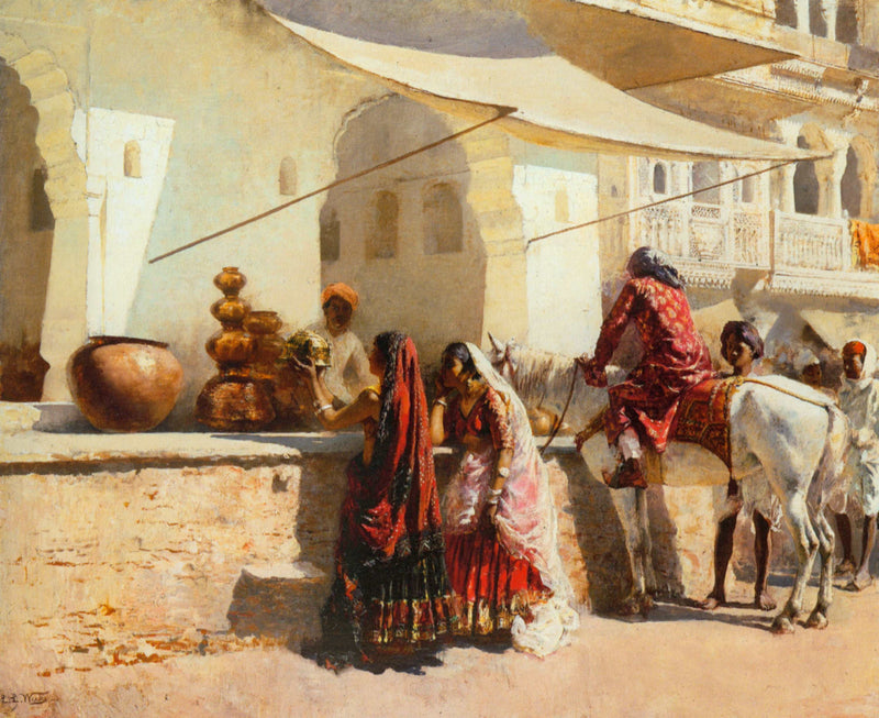 A Street Market Scene, India by Edwin Lord Weeks — Oil Painting Reproduction