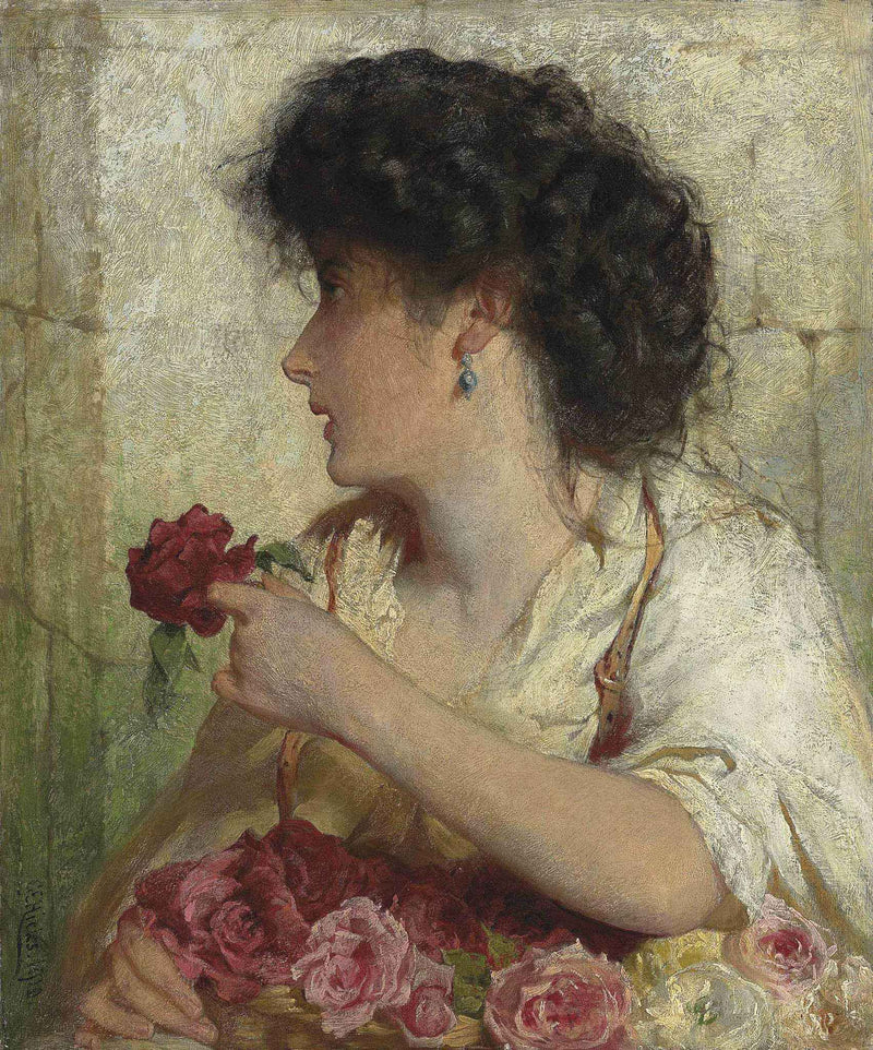 A summer rose by George Elgar Hicks, Oil Painting Reproduction
