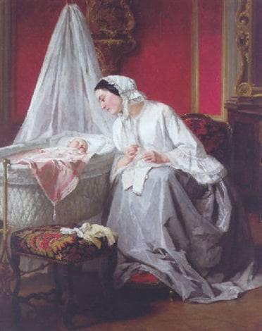A tender moment by Jules Trayer — Oil Painting Reproduction