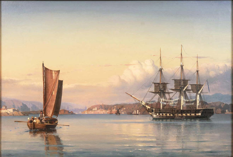 A Three-Masted Frigate off Capri by Carl Frederik Sorensen — Oil Painting Reproduction