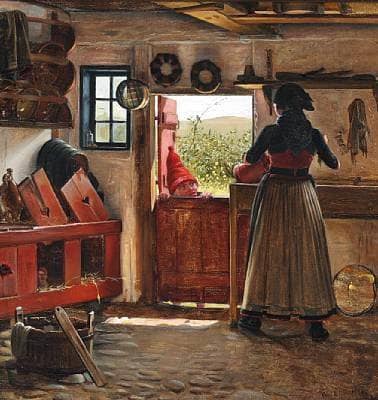 A utility room by Carl Bloch — Oil Painting Reproduction