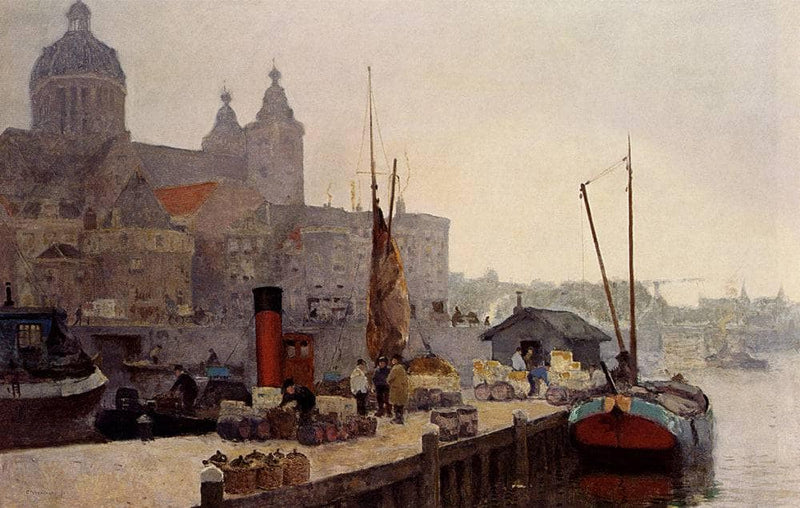 A View Of Amsterdam With The St. Nicolaas Church by Cornelis Vreedenburgh — Oil Painting Reproduction