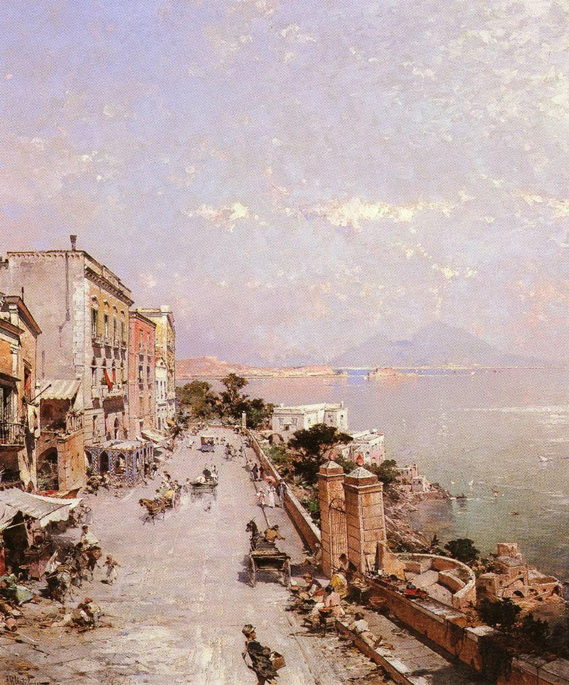 A View of Posilippo, Naples by Franz Richard Unterberger — Oil Painting Reproduction