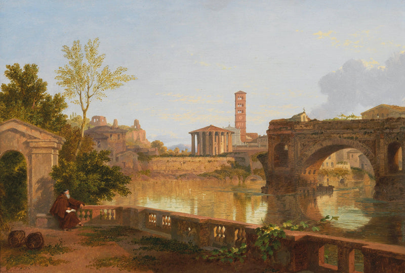 A View of Rome from the Tiber, with the Ponte Rotto and the Temple of Vesta by Penry Williams — Oil Painting Reproduction