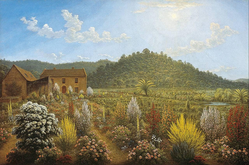 A View of the Artist's House and Garden in Mills Plains, Van Diemen's Land (Tasmania) by John Glover — Oil Painting Reproduction