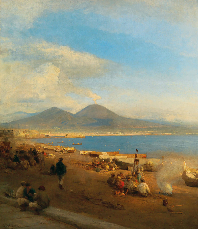 A view of the Gulf of Naples from Posilippo by Albert Flamm — Oil Painting Reproduction