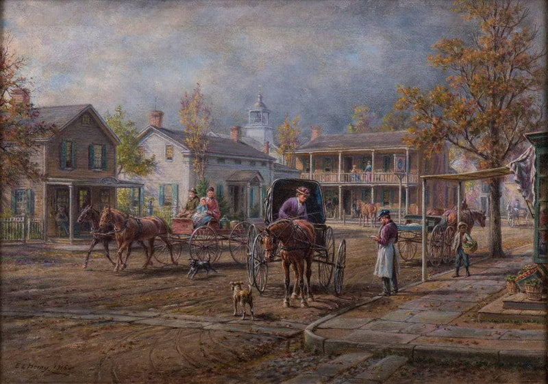 A Village Street by Edward Lamson Henry — Oil Painting Reproduction