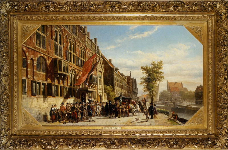 A visit of Bayliff Ten Frootenhuys to the Guild of Archers by Cornelis Springer — Oil Painting Reproduction