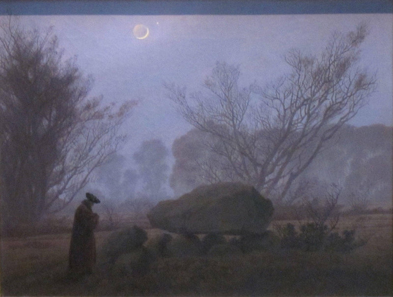 A Walk at Dusk (with Tumulus) by Caspar David Friedrich — Oil Painting Reproduction