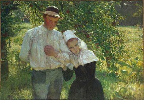 A walk in the garden by Max Kurzweil — Oil Painting Reproduction