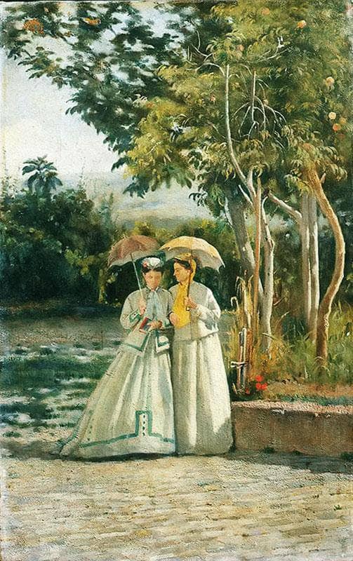 A walk in the garden by Silvestro Lega — Oil Painting Reproduction