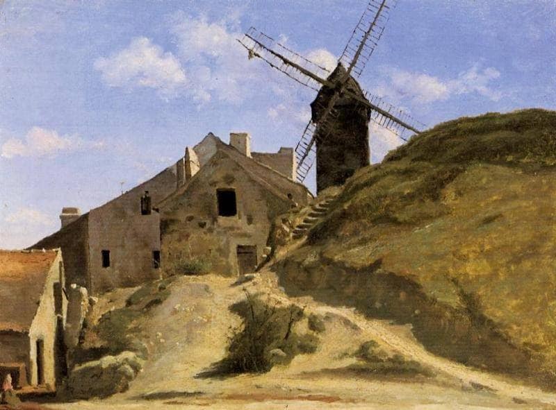 A Windmill at Montmartre by Camille Corot — Oil Painting Reproduction