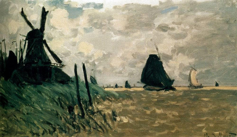 A Windmill near Zaandam by Claude Monet — Oil Painting Reproduction