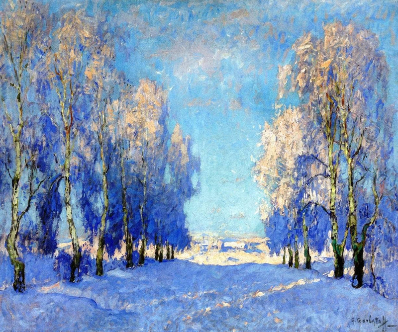 A Winter's Day by Konstantin Gorbatov — Oil Painting Reproduction