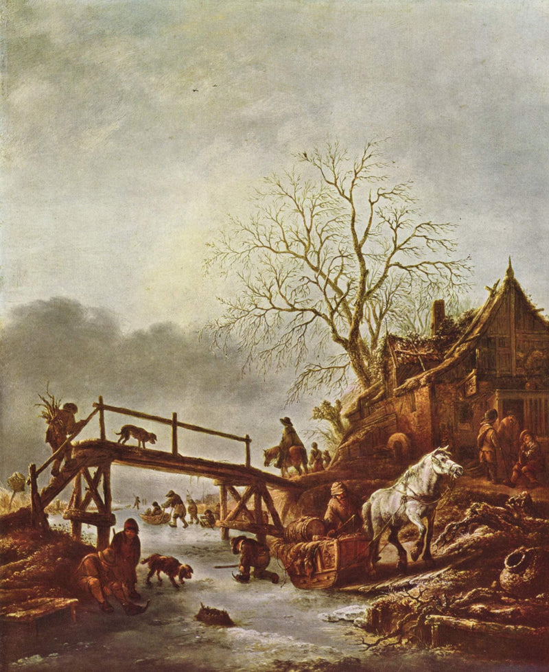 A Winter Scene by Isaac van Ostade — Oil Painting Reproduction