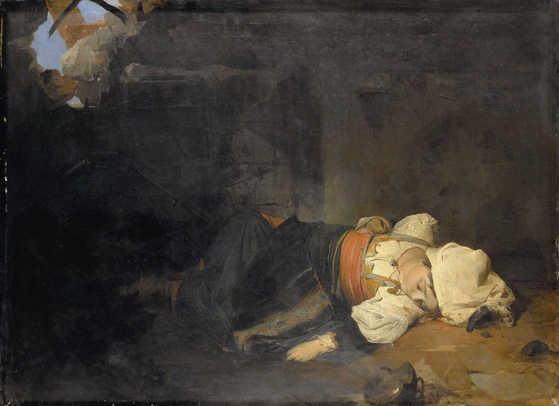 A woman from Trastevere killed by a bomb by Gerolamo Induno — Oil Painting Reproduction