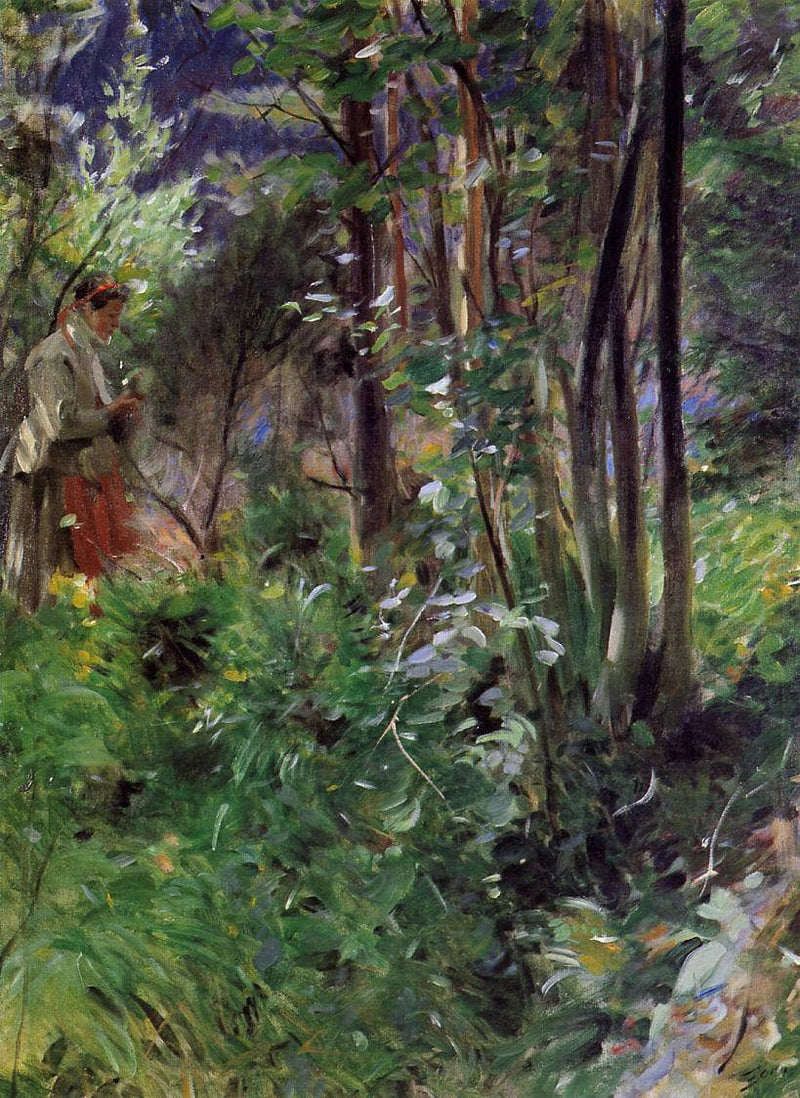 A Woman in a Forest by Anders Zorn — Oil Painting Reproduction