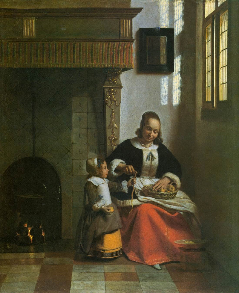 A Woman Peeling Apples by Pieter de Hooch — Oil Painting Reproduction