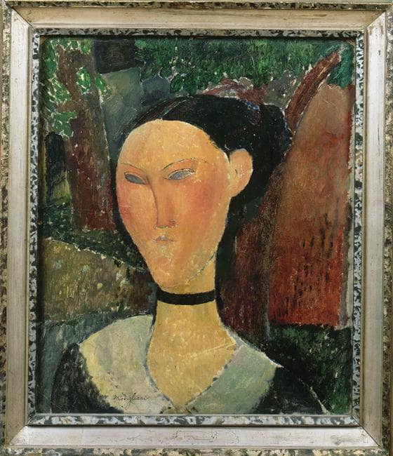 A woman with velvet ribbon by Amedeo Modigliani — Oil Painting Reproduction