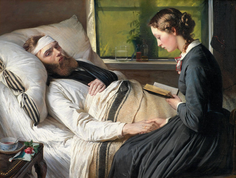 A wounded Danish warrior by Elisabeth Jerichau-Baumann — Oil Painting Reproduction