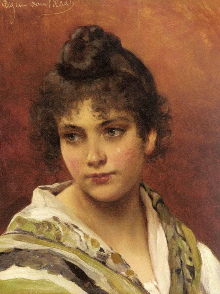 A Young Beauty by Eugene de Blaas — Oil Painting Reproduction