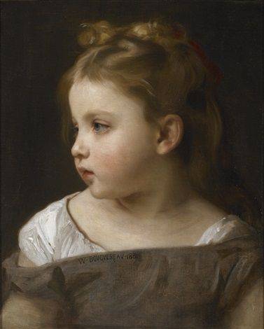 A Young Girl in Profile in apartment