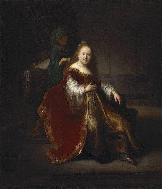 A young woman at her toilet by Rembrandt — Oil Painting Reproduction