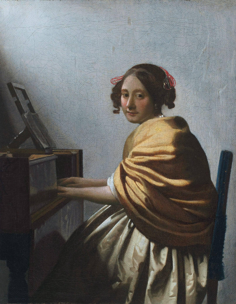 A young woman seated at the virginals (A young woman seated at the virginal) by Johannes Vermeer — Oil Painting Reproduction