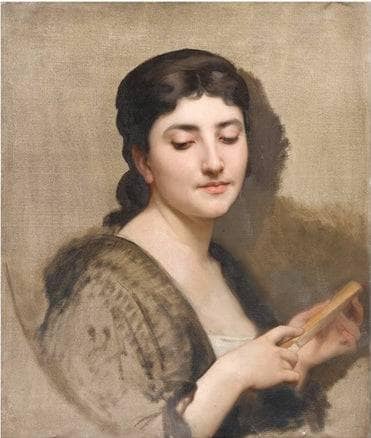 A Young Woman with a Fan by William-Adolphe Bouguereau — Oil Painting Reproduction