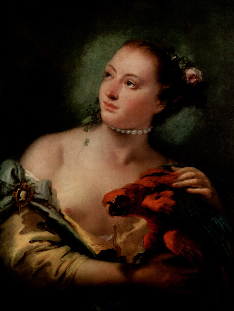 A Young Woman With a Macaw by Giovanni Battista Tiepolo — Oil Painting Reproduction