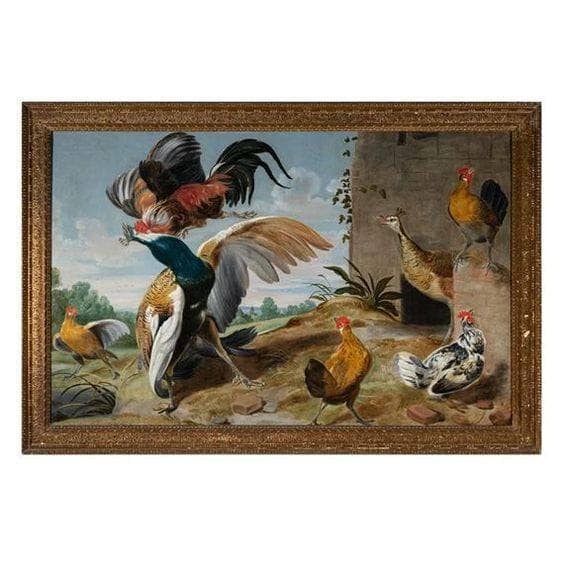 Fight between poultry animals by Paul de Vos — Oil Painting Reproduction
