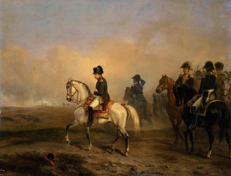 Emperor Napoleon I and his staff on horseback by Horace Vernet — Oil Painting Reproduction