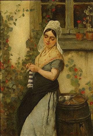 The Seamstress by Jules Breton — Oil Painting Reproduction