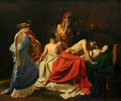 Achilles and the body of Patroclus in bedroom