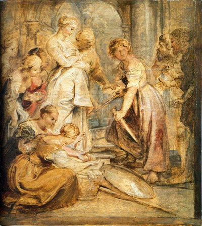 Achilles and the Daughters of Lykomedes in hallway