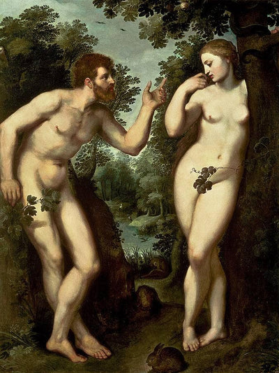 Adam and Eve in modern living room