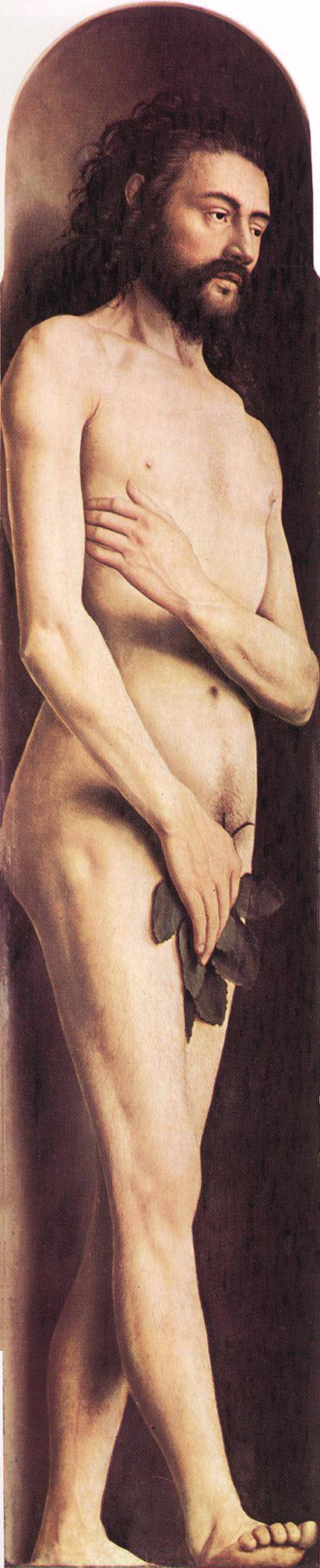 Adam, from the left wing of the Ghent Altarpiece by Jan van Eyck, Oil Painting Reproduction