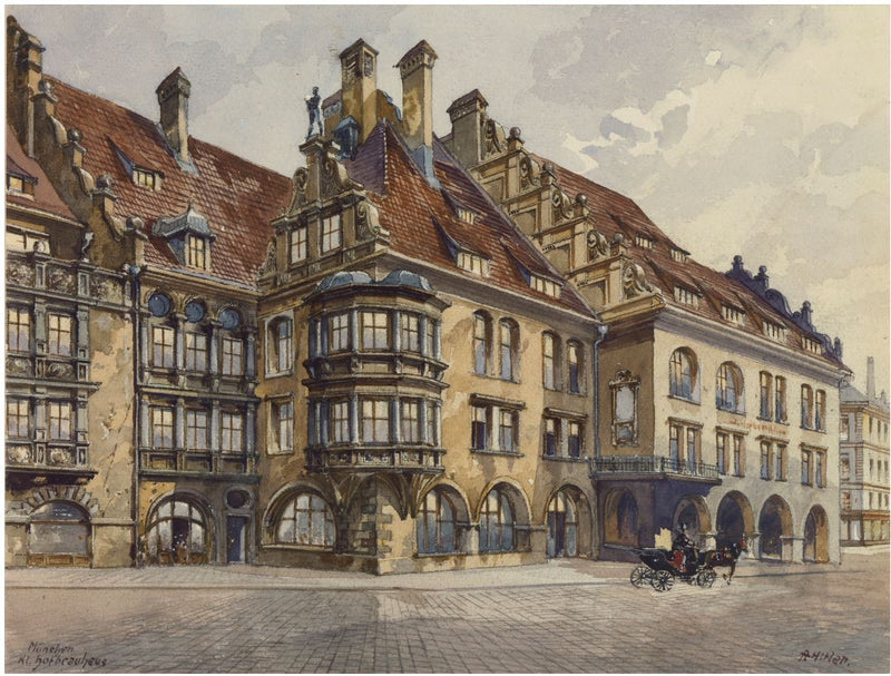 Munich Royal Hofbräuhaus by Adolf Hitler — Oil Painting Reproduction