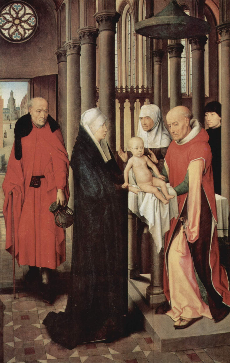 Adoration of the Magi: Right wing of triptych, depicting the Presentation in the Temple, c.1470-72 (oil on panel) by Hans Memling — Oil Painting Reproduction